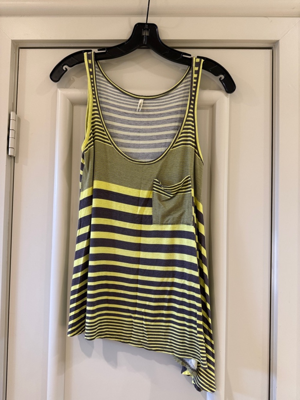Madison Yellow and Black Striped Scoop Neck Tank